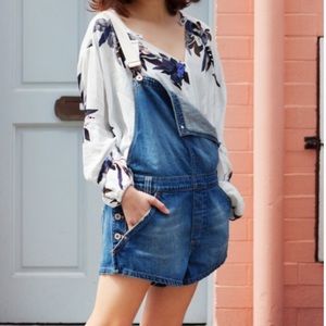 Free People Shapeless jean overall shorts
